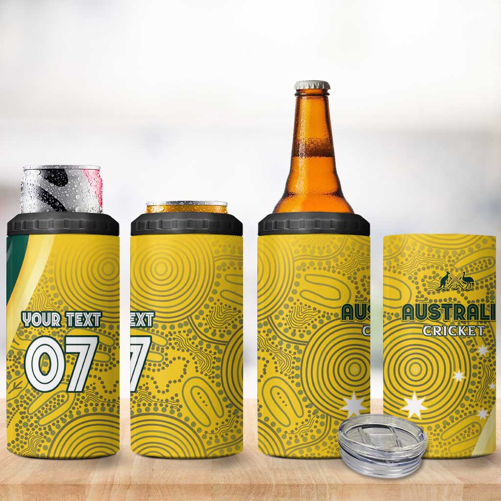 Australia Cricket Custom Indigenous 4 in 1 Can Cooler Tumbler Aboriginal Arts GO Aussie