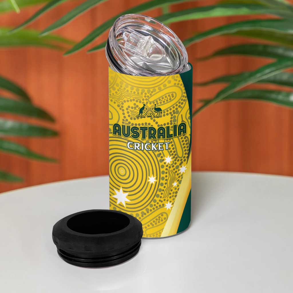 Australia Cricket Custom Indigenous 4 in 1 Can Cooler Tumbler Aboriginal Arts GO Aussie
