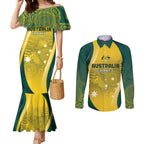 Australia Cricket Custom Indigenous Couples Matching Mermaid Dress and Long Sleeve Button Shirt Aboriginal Arts GO Aussie