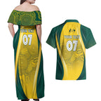 Australia Cricket Custom Indigenous Couples Matching Off Shoulder Maxi Dress and Hawaiian Shirt Aboriginal Arts GO Aussie