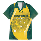 Australia Cricket Custom Indigenous Family Matching Off The Shoulder Long Sleeve Dress and Hawaiian Shirt Aboriginal Arts GO Aussie