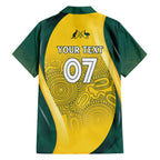 Australia Cricket Custom Indigenous Family Matching Off The Shoulder Long Sleeve Dress and Hawaiian Shirt Aboriginal Arts GO Aussie