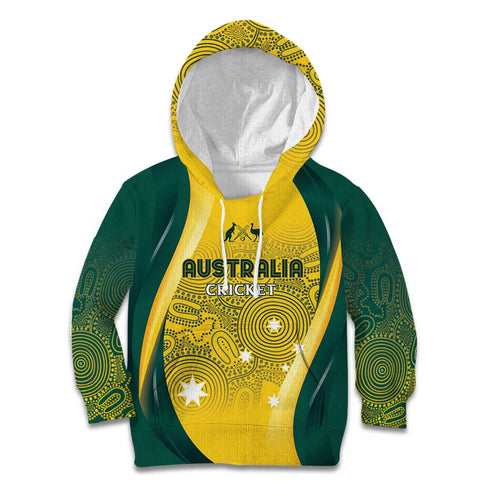 Australia Cricket Custom Indigenous Kid Hoodie Aboriginal Arts GO Aussie