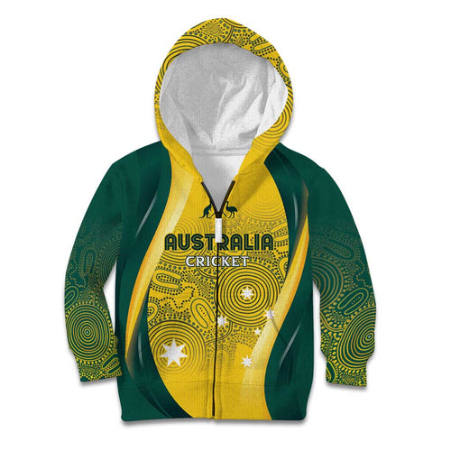Australia Cricket Custom Indigenous Kid Hoodie Aboriginal Arts GO Aussie