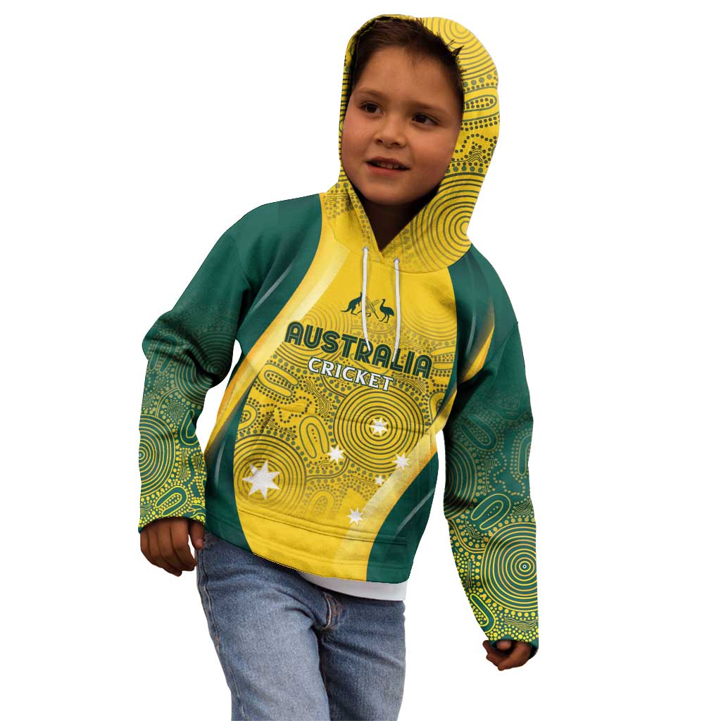 Australia Cricket Custom Indigenous Kid Hoodie Aboriginal Arts GO Aussie