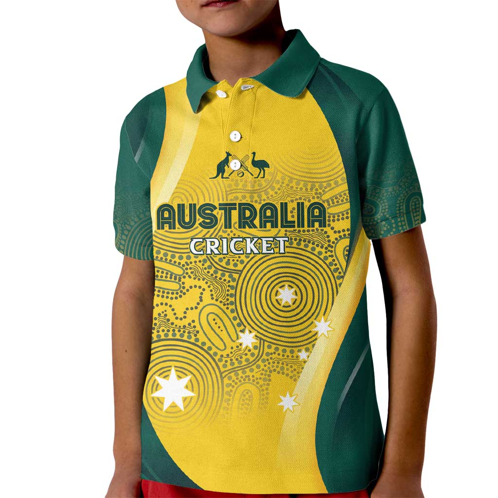 Australia Cricket Custom Indigenous Kid Polo Shirt Aboriginal Arts GO Aussie