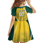 Australia Cricket Custom Indigenous Kid Short Sleeve Dress Aboriginal Arts GO Aussie