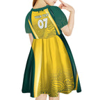 Australia Cricket Custom Indigenous Kid Short Sleeve Dress Aboriginal Arts GO Aussie