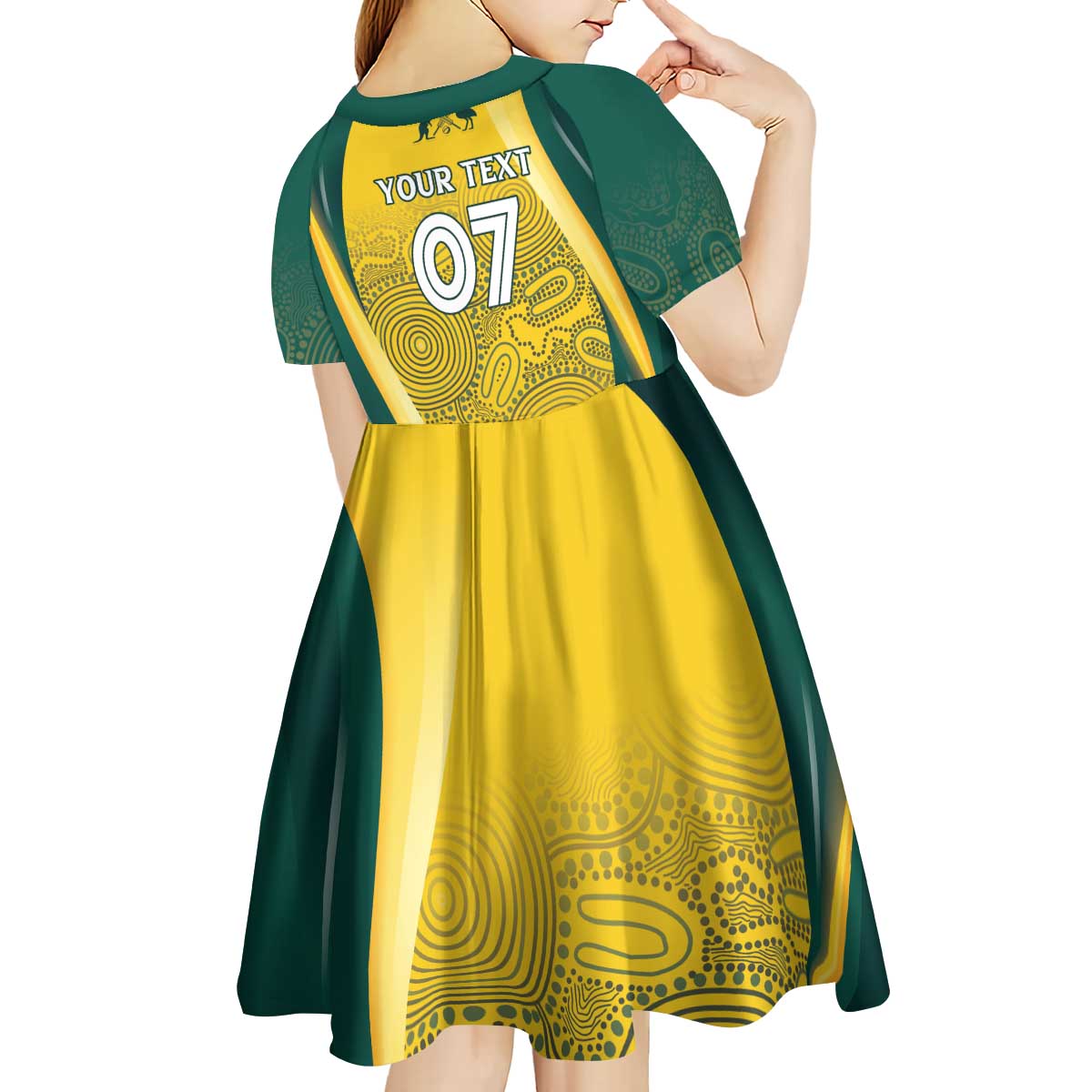 Australia Cricket Custom Indigenous Kid Short Sleeve Dress Aboriginal Arts GO Aussie