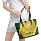 Australia Cricket Custom Indigenous Leather Tote Bag Aboriginal Arts GO Aussie LT7