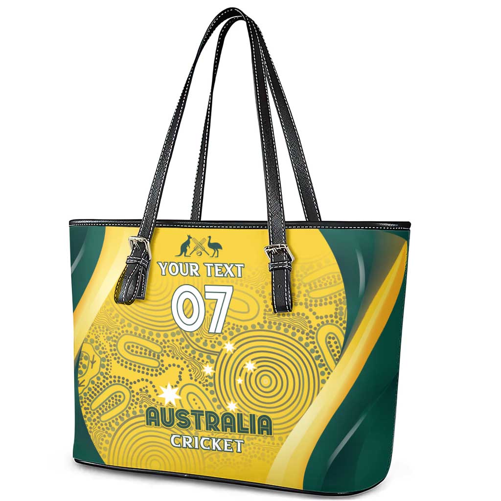 Australia Cricket Custom Indigenous Leather Tote Bag Aboriginal Arts GO Aussie LT7