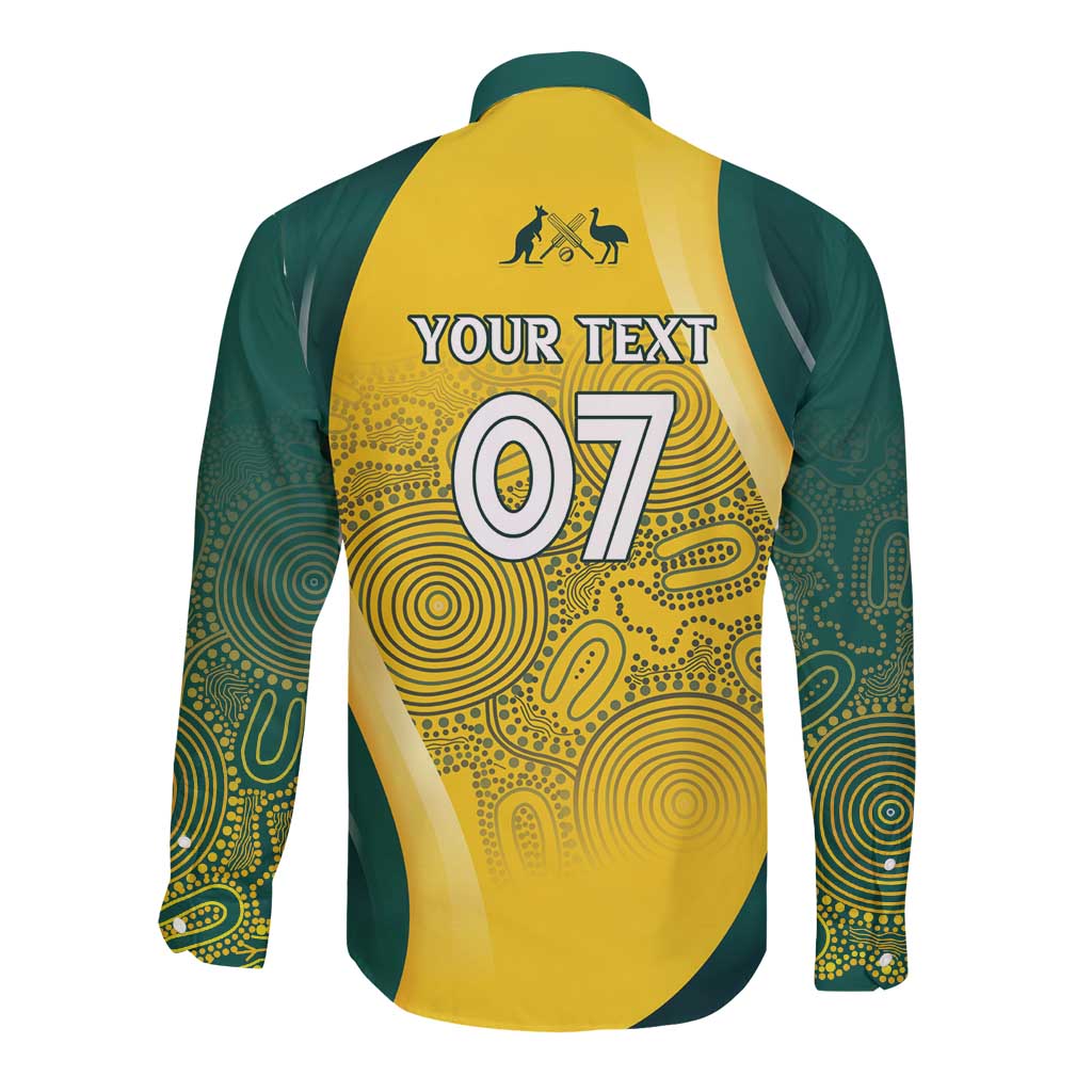 Australia Cricket Custom Indigenous Long Sleeve Button Shirt Aboriginal Arts GO Aussie