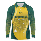 Australia Cricket Custom Indigenous Long Sleeve Polo Shirt Aboriginal Arts GO Aussie