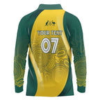 Australia Cricket Custom Indigenous Long Sleeve Polo Shirt Aboriginal Arts GO Aussie