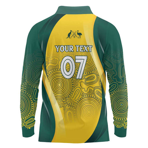 Australia Cricket Custom Indigenous Long Sleeve Polo Shirt Aboriginal Arts GO Aussie