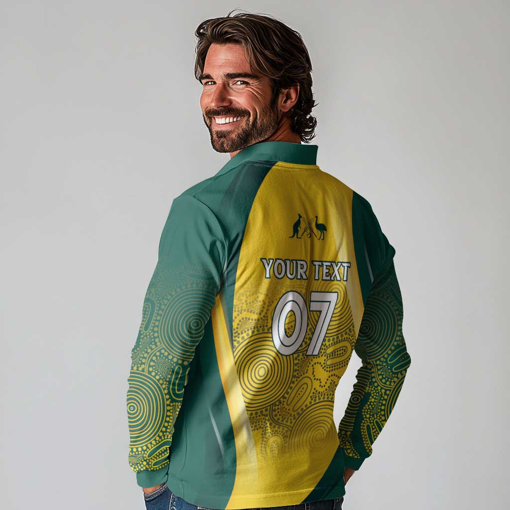 Australia Cricket Custom Indigenous Long Sleeve Polo Shirt Aboriginal Arts GO Aussie