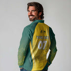 Australia Cricket Custom Indigenous Long Sleeve Polo Shirt Aboriginal Arts GO Aussie