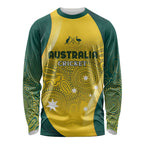 Australia Cricket Custom Indigenous Long Sleeve Shirt Aboriginal Arts GO Aussie