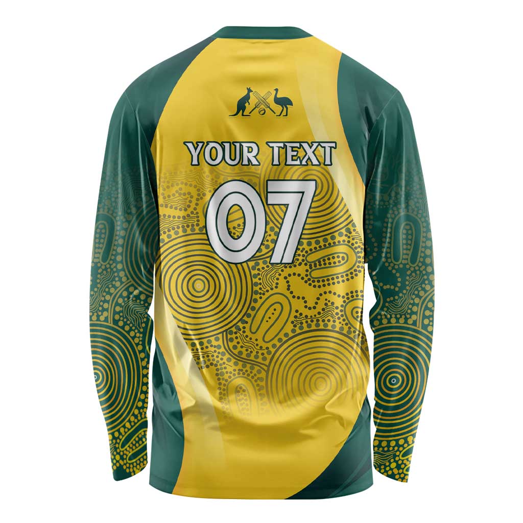 Australia Cricket Custom Indigenous Long Sleeve Shirt Aboriginal Arts GO Aussie