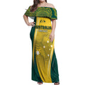 Australia Cricket Custom Indigenous Off Shoulder Maxi Dress Aboriginal Arts GO Aussie