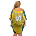 Australia Cricket Custom Indigenous Off Shoulder Short Dress Aboriginal Arts GO Aussie