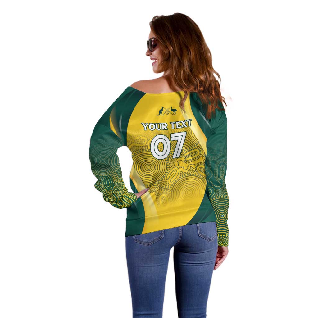 Australia Cricket Custom Indigenous Off Shoulder Sweater Aboriginal Arts GO Aussie