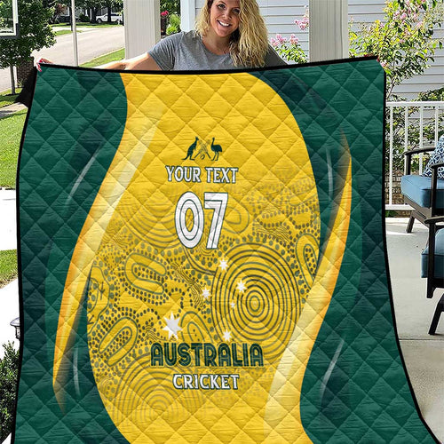 Australia Cricket Custom Indigenous Quilt Aboriginal Arts GO Aussie LT7