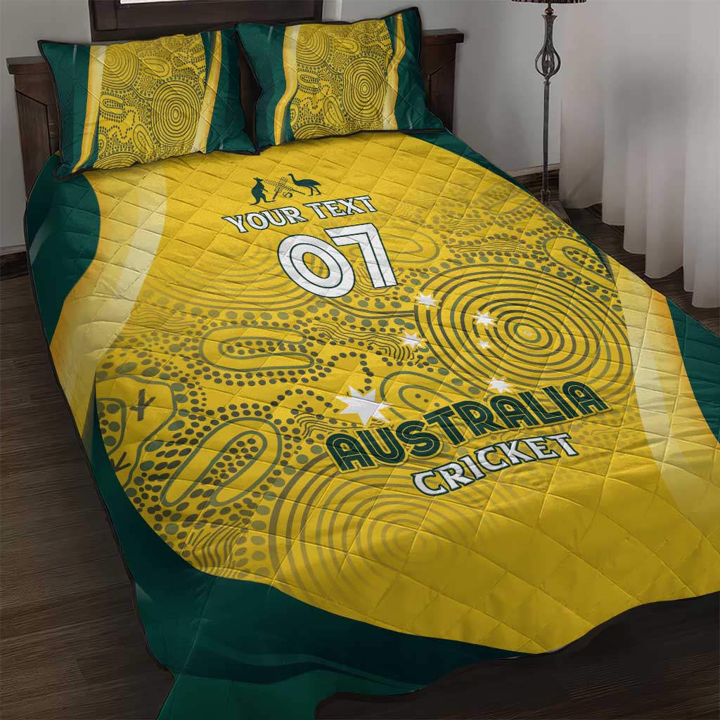 Australia Cricket Custom Indigenous Quilt Bed Set Aboriginal Arts GO Aussie LT7