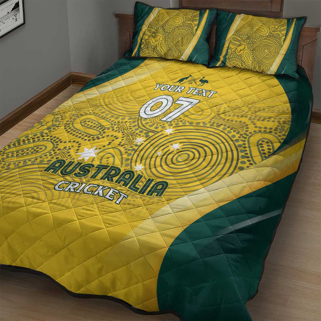 Australia Cricket Custom Indigenous Quilt Bed Set Aboriginal Arts GO Aussie LT7