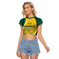 Australia Cricket Custom Indigenous Raglan Cropped T Shirt Aboriginal Arts GO Aussie