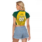 Australia Cricket Custom Indigenous Raglan Cropped T Shirt Aboriginal Arts GO Aussie