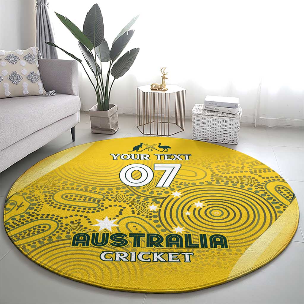 Australia Cricket Custom Indigenous Round Carpet Aboriginal Arts GO Aussie LT7