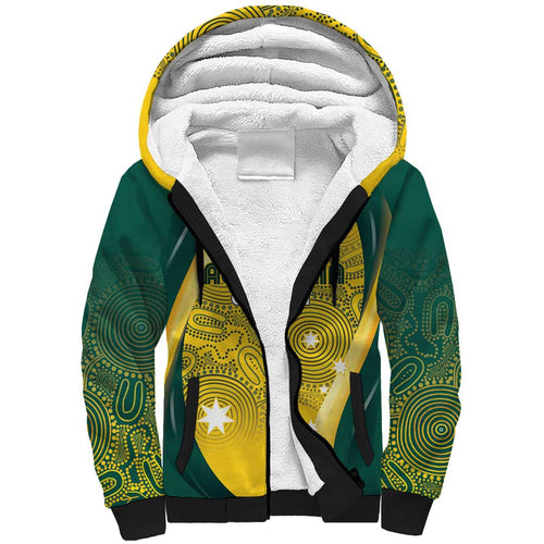 Australia Cricket Custom Indigenous Sherpa Hoodie Aboriginal Arts GO Aussie