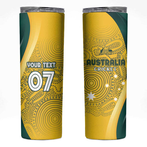 Australia Cricket Custom Indigenous Skinny Tumbler Aboriginal Arts GO Aussie