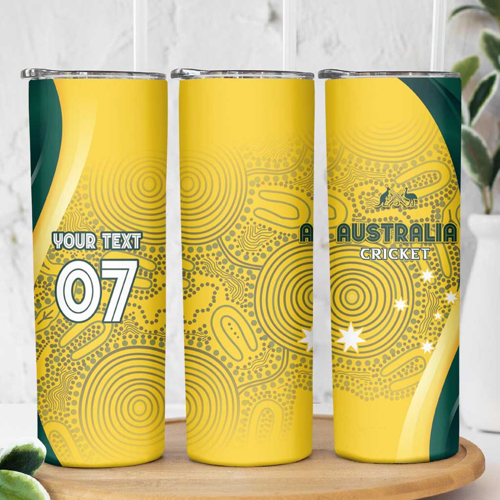 Australia Cricket Custom Indigenous Skinny Tumbler Aboriginal Arts GO Aussie