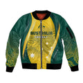 Australia Cricket Custom Indigenous Sleeve Zip Bomber Jacket Aboriginal Arts GO Aussie
