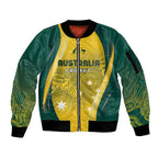 Australia Cricket Custom Indigenous Sleeve Zip Bomber Jacket Aboriginal Arts GO Aussie