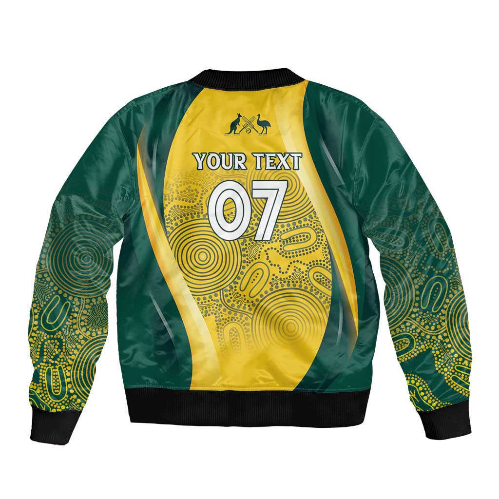 Australia Cricket Custom Indigenous Sleeve Zip Bomber Jacket Aboriginal Arts GO Aussie