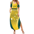 Australia Cricket Custom Indigenous Summer Maxi Dress Aboriginal Arts GO Aussie