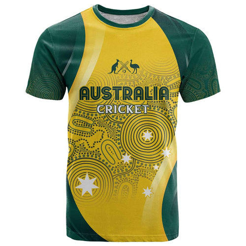 Australia Cricket Custom Indigenous T Shirt Aboriginal Arts GO Aussie