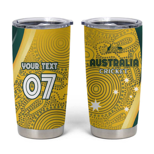 Australia Cricket Custom Indigenous Tumbler Cup Aboriginal Arts GO Aussie