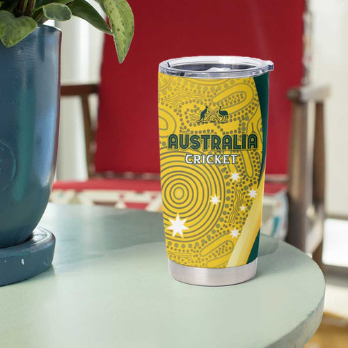 Australia Cricket Custom Indigenous Tumbler Cup Aboriginal Arts GO Aussie