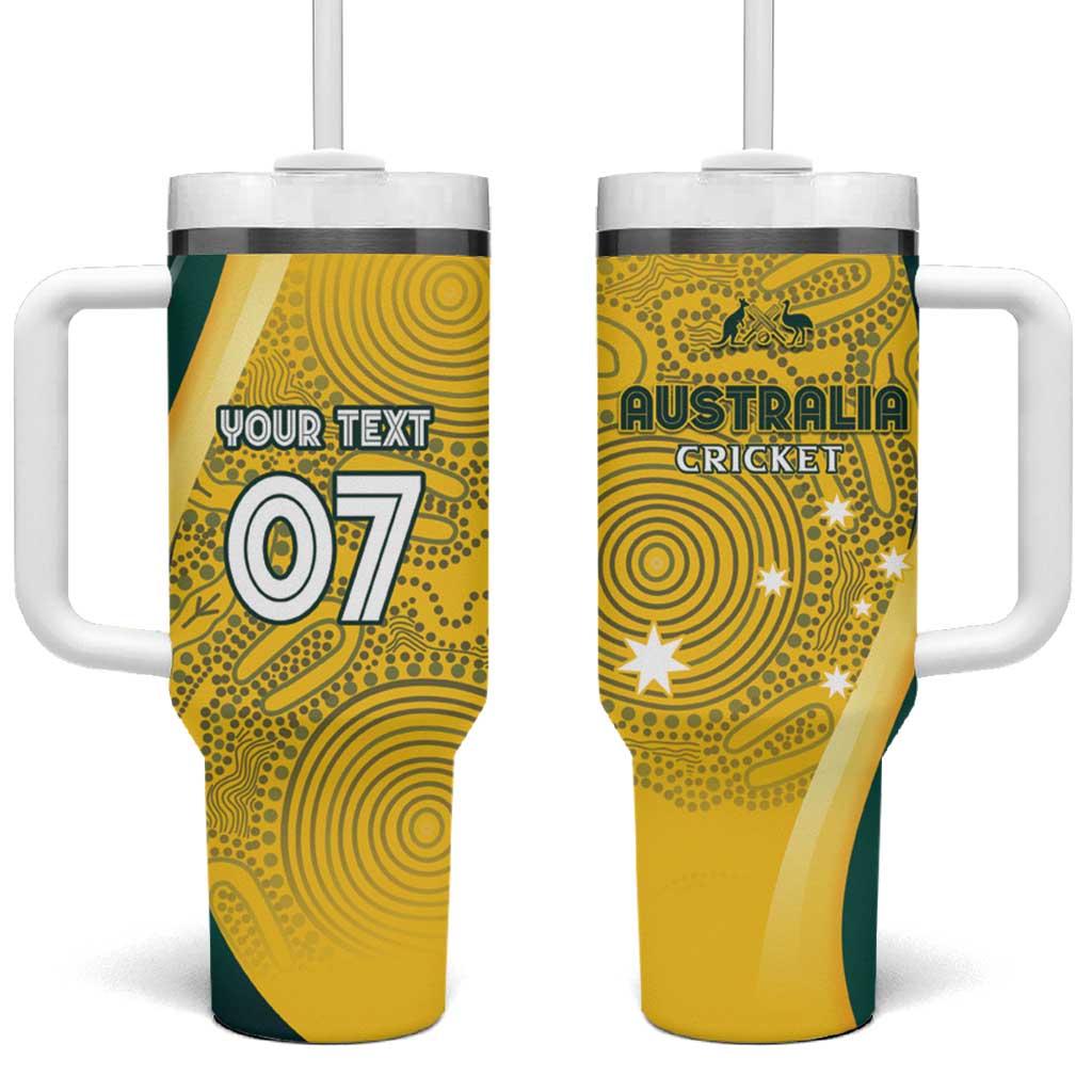 Australia Cricket Custom Indigenous Tumbler With Handle Aboriginal Arts GO Aussie