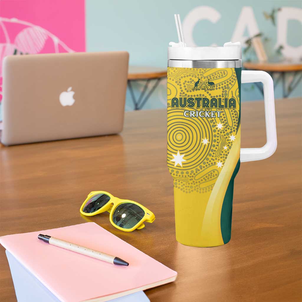 Australia Cricket Custom Indigenous Tumbler With Handle Aboriginal Arts GO Aussie