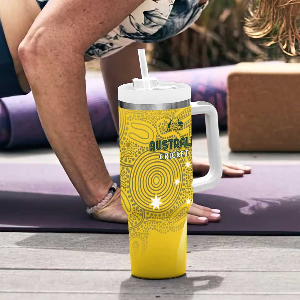 Australia Cricket Custom Indigenous Tumbler With Handle Aboriginal Arts GO Aussie