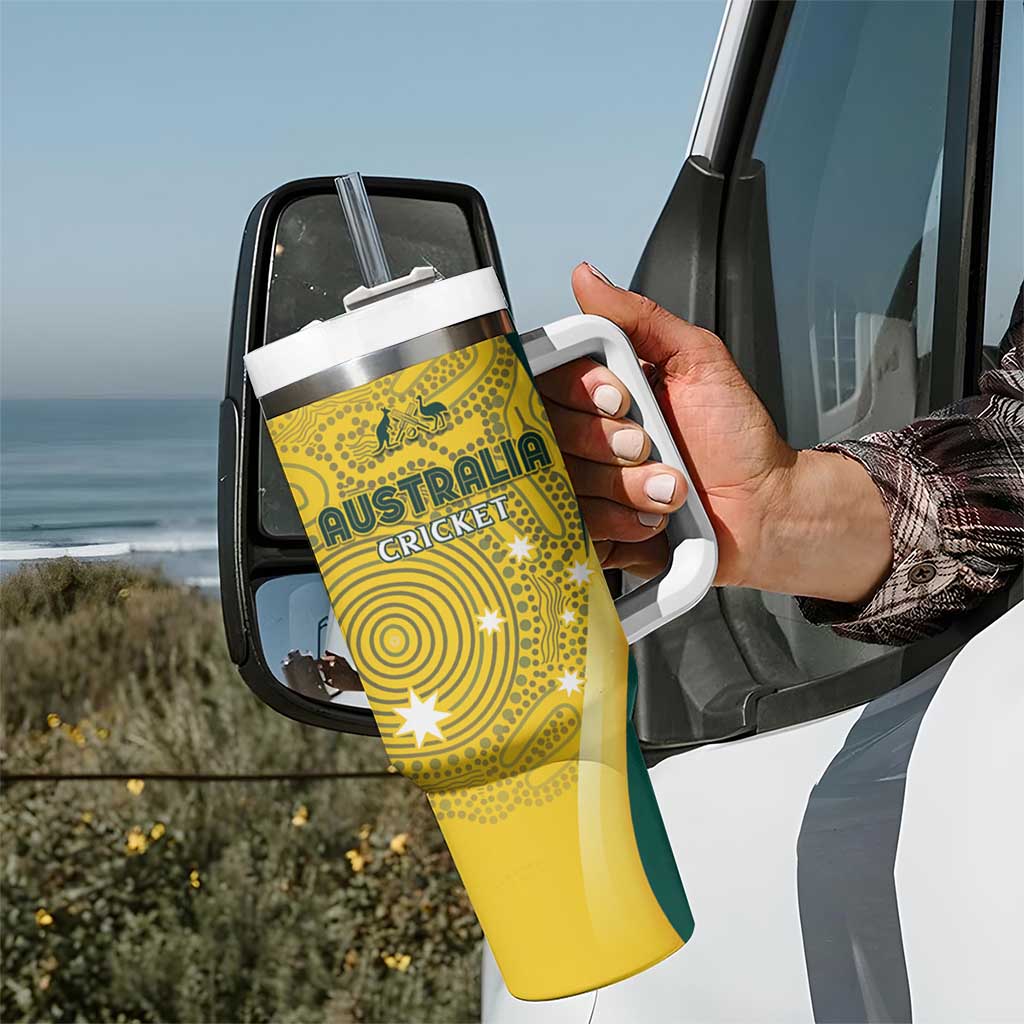 Australia Cricket Custom Indigenous Tumbler With Handle Aboriginal Arts GO Aussie