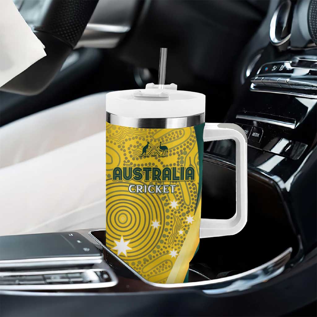 Australia Cricket Custom Indigenous Tumbler With Handle Aboriginal Arts GO Aussie