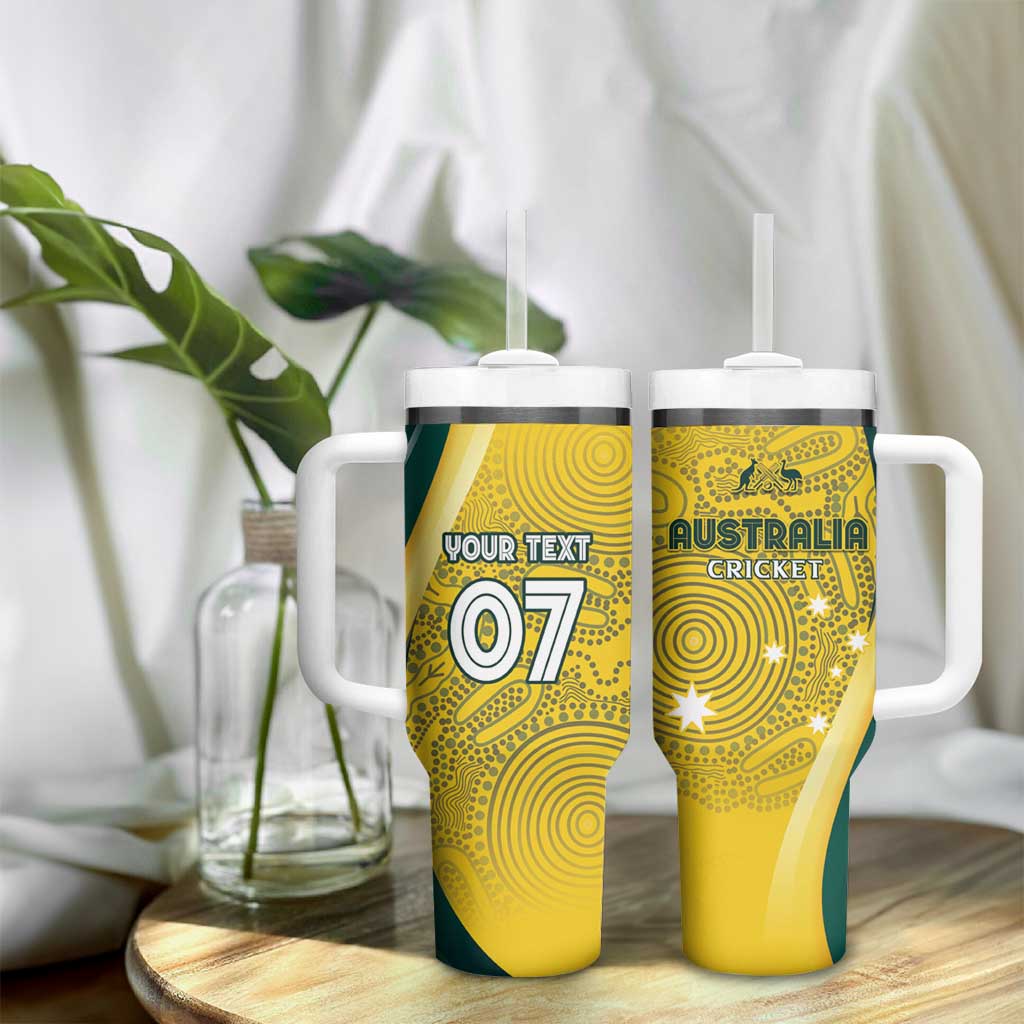 Australia Cricket Custom Indigenous Tumbler With Handle Aboriginal Arts GO Aussie