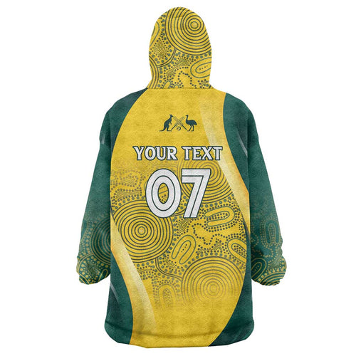 Australia Cricket Custom Indigenous Wearable Blanket Hoodie Aboriginal Arts GO Aussie