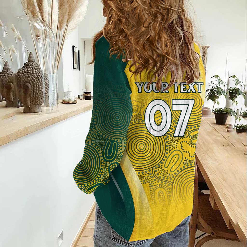 Australia Cricket Custom Indigenous Women Casual Shirt Aboriginal Arts GO Aussie